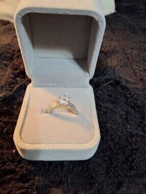 Classic Solitaire Halo Engagement Ring in Silver with Clear Stone